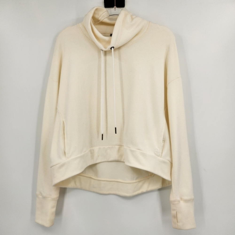 Sweaty Betty Harmonise Luxe Fleece Sweatshirt Womens Size Small Cream Cropped